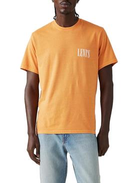 Camisa Levis Relaxada laranja para homem.