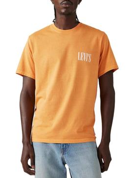 Camisa Levis Relaxada laranja para homem.