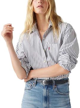 Blusa Levis Harlie listrada azul e branca para mulher