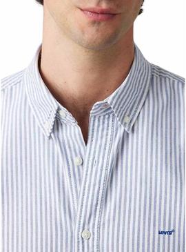 Camisa Levi's Basic Button azul e branca para homem.