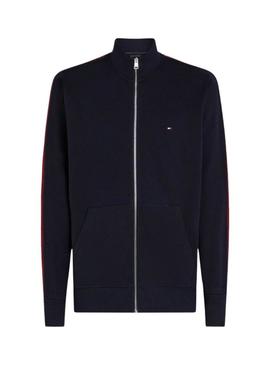 Blusa com listras globais Tommy Hilfiger azul marinho para homem