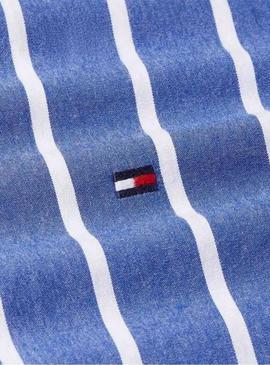 Camisa Tommy Hilfiger Flex Poplin azul e branco para homem.