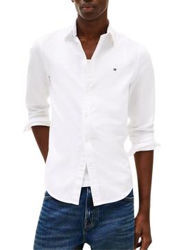 Camisa Tommy Hilfiger Flex Dobby branca para homem.