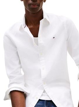 Camisa Tommy Hilfiger Flex Dobby branca para homem.
