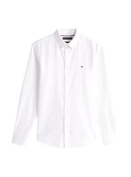 Camisa Tommy Hilfiger Flex Dobby branca para homem.