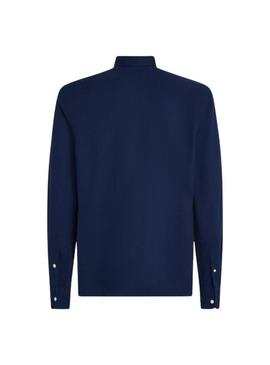 Camisa Tommy Hilfiger Flex Dobby azul para homem.