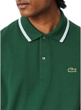 Polo Lacoste Col Bord verde para homem