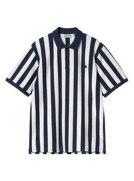 Camisa polo Carhartt Boyton azul e branco para homem.