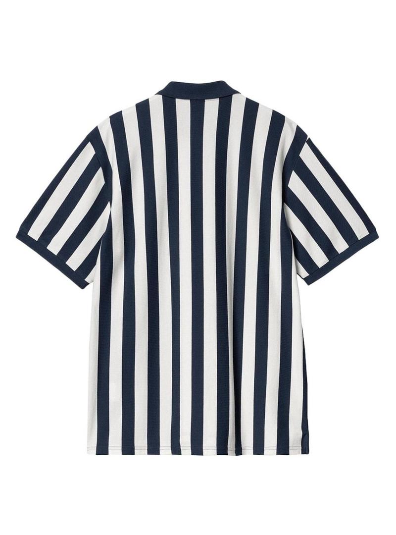 Camisa polo Carhartt Boyton azul e branco para homem.