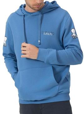 Moletom El Pulpo Azul com logotipo para homem