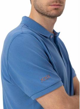 Polo El Pulpo básico azul para homem