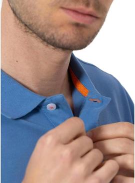 Polo El Pulpo básico azul para homem