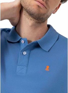 Polo El Pulpo básico azul para homem