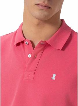 Polo El Pulpo básico rosa para homem com estampa.