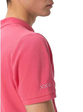 Polo El Pulpo básico rosa para homem com estampa.