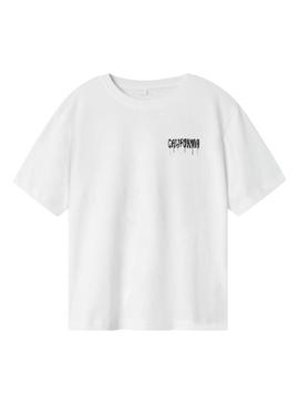 Camiseta Name It Zulla regular branca para menino.