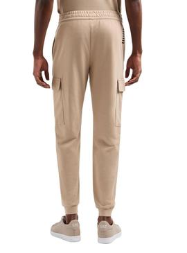 Calça de carga bege Emporio Armani Cargo EA7 para homem.