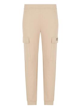 Calça de carga bege Emporio Armani Cargo EA7 para homem.