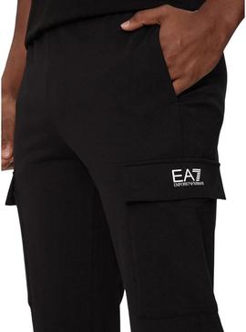 Calças Cargo Emporio Armani EA7 preto para homem.