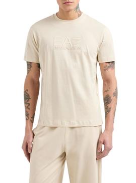 Camiseta Emporio Armani EA7 logo bege para homem.