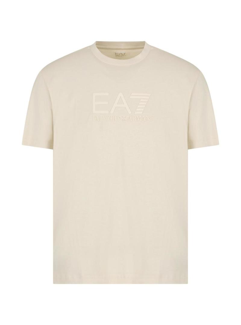 Camiseta Emporio Armani EA7 logo bege para homem.