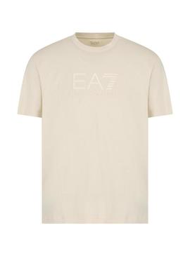 Camiseta Emporio Armani EA7 logo bege para homem.
