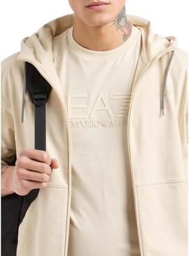 Camiseta Emporio Armani EA7 logo bege para homem.