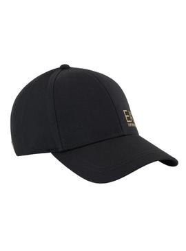 Boné Emporio Armani EA7 Core preto e dourado para homem.