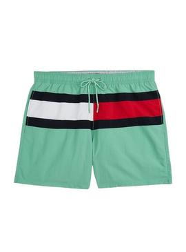 Calção de banho verde Tommy Hilfiger Drawstring para homem.