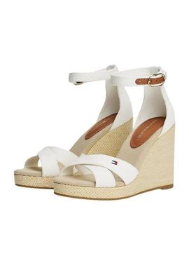 Sandálias Tommy Hilfiger Espad branco para mulher.
