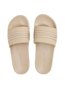 Chinelos Tommy Hilfiger Poolside bege para mulheres