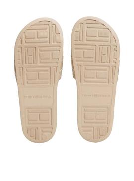Chinelos Tommy Hilfiger Poolside bege para mulheres