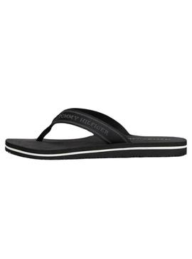 Chinelos Tommy Hilfiger Webbing preto para mulher.