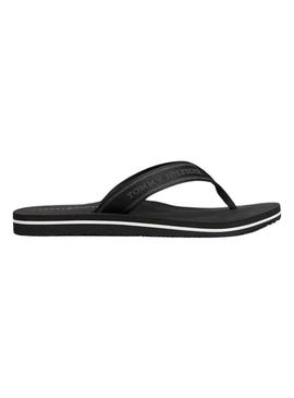 Chinelos Tommy Hilfiger Webbing preto para mulher.