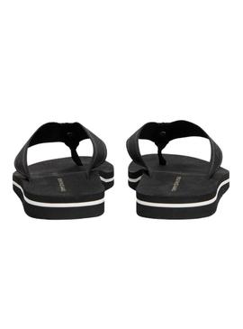 Chinelos Tommy Hilfiger Webbing preto para mulher.
