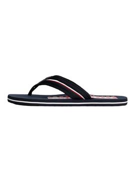 Chinelos Tommy Hilfiger Corporate azul marinho para homem.