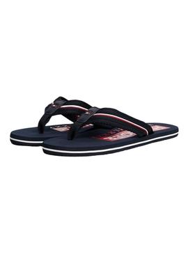 Chinelos Tommy Hilfiger Corporate azul marinho para homem.