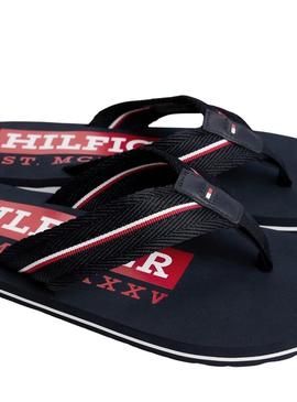 Chinelos Tommy Hilfiger Corporate azul marinho para homem.