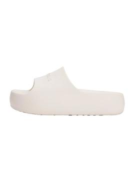 Sandálias Tommy Jeans Chunky Pool branco para mulheres.