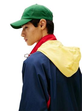  Jaqueta Tommy Jeans Color Block azul marinho para homens.