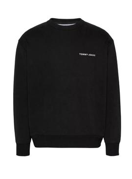 Moletom Tommy Jeans Varsity preto para mulher.