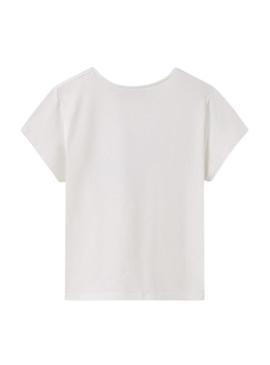 Camiseta Mayoral bordado flor branca para menina