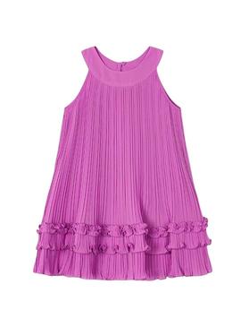 Vestido plissado rosa Mayoral para menina.