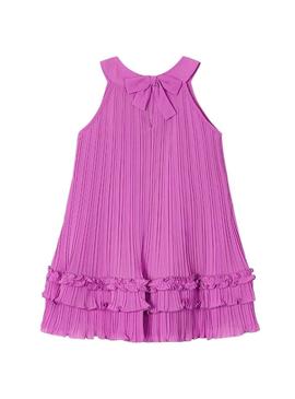 Vestido plissado rosa Mayoral para menina.