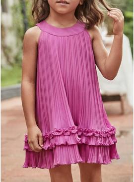Vestido plissado rosa Mayoral para menina.
