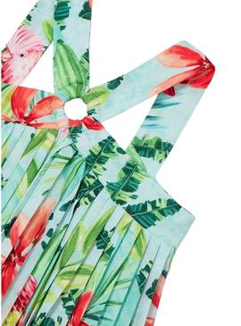 Vestido plissado estampado tropical para menina da Mayoral.