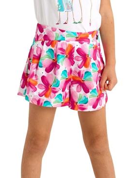 Saia calça Mayoral  estampada floral  para menina.