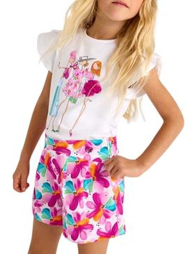 Saia calça Mayoral  estampada floral  para menina.