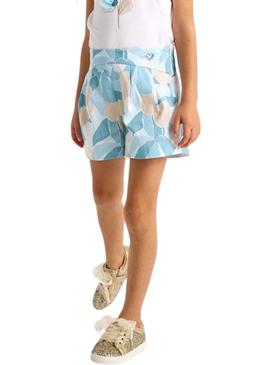 Saia-culote Mayoral estampada azul para menina