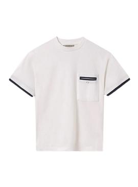 Camiseta Mayoral branca com contrastes para menino.